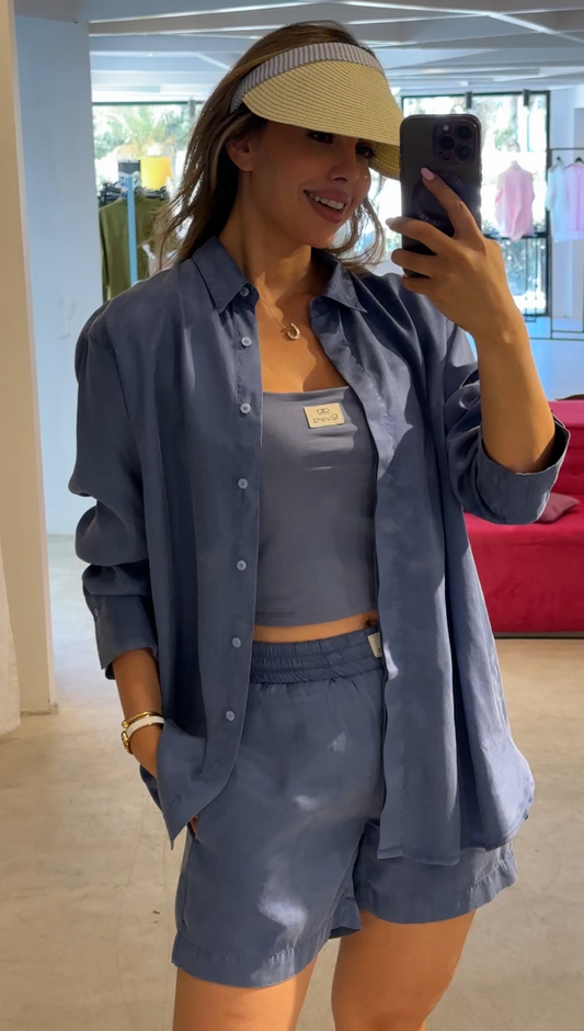 Set Tencel short Bleu