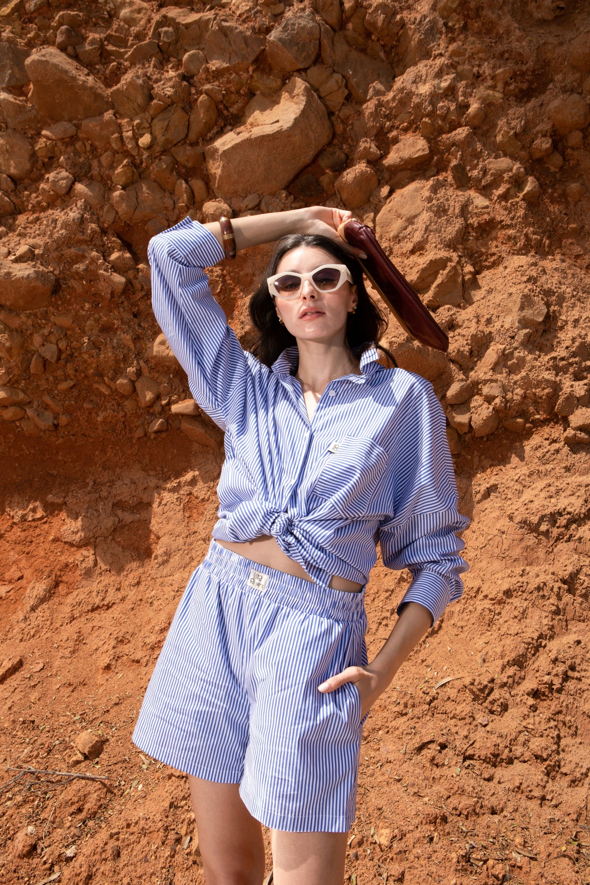 Set rayé Bleu