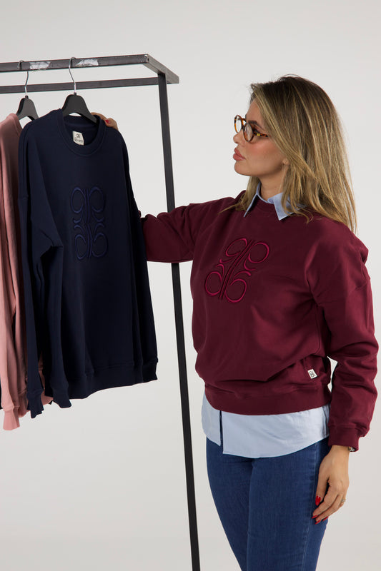 Sweat  en Moleton Aubergine