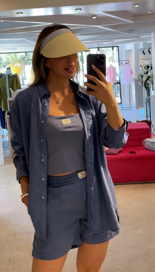 Set Tencel short Bleu