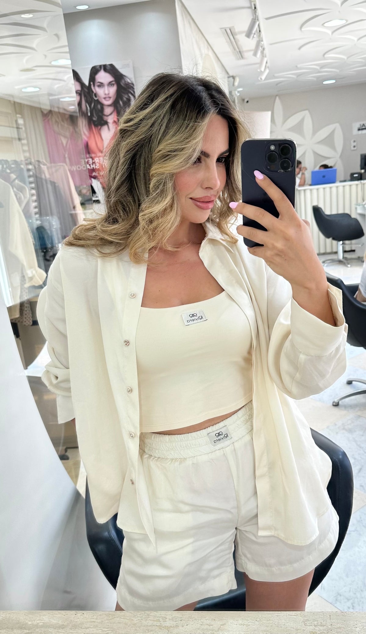 Set tencel short blanc