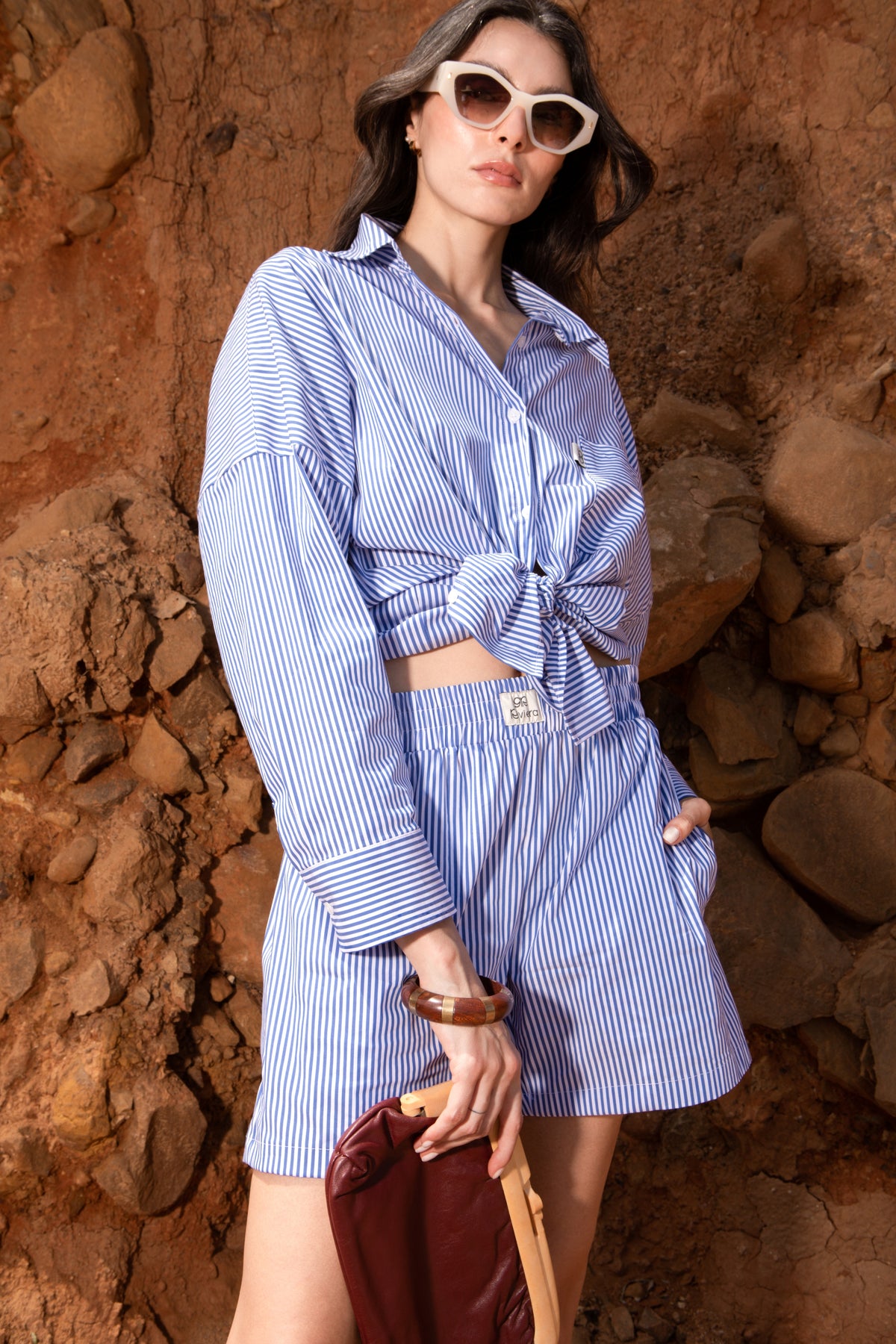 Set rayé Bleu