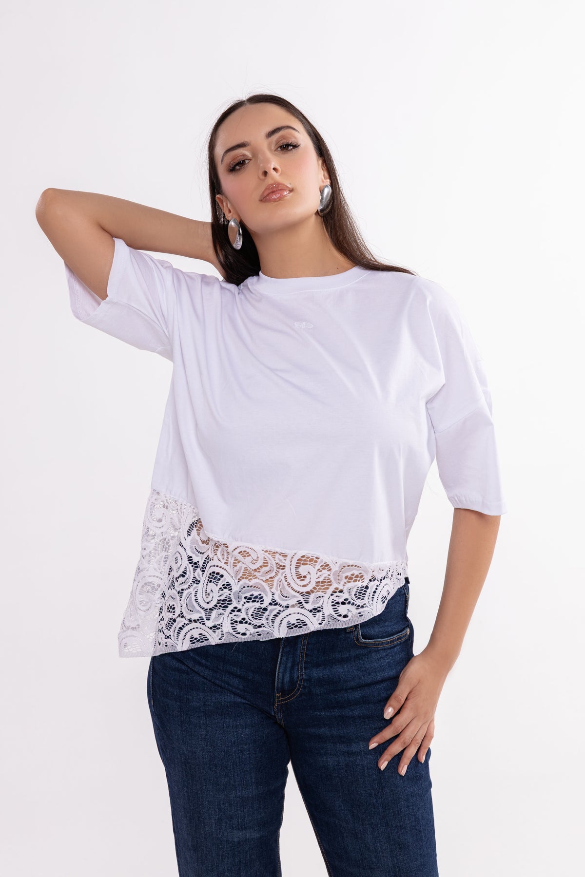 T-shirt Dentelle Asymétrique
